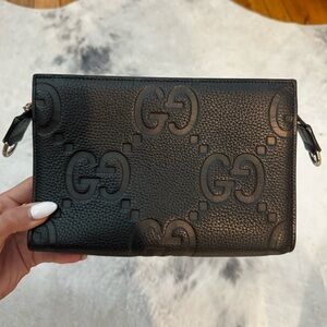 Gucci Black Textured Leather Pouch